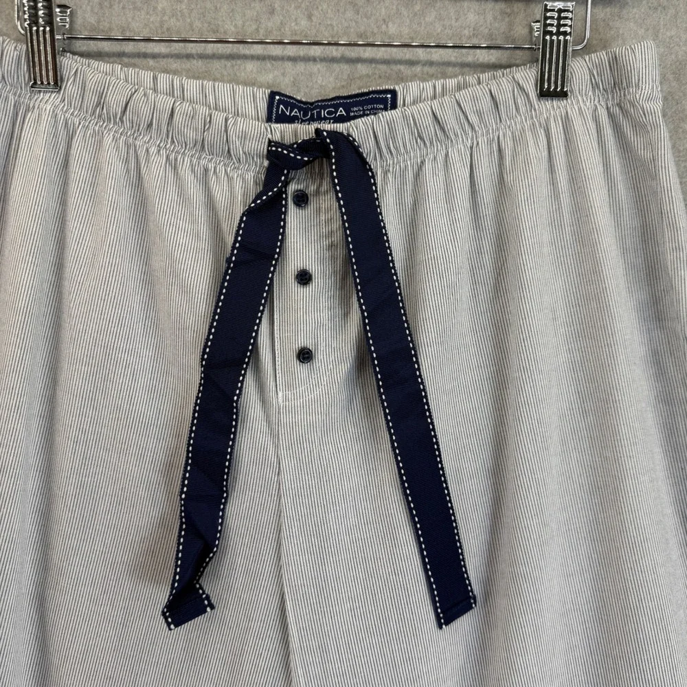 Nautica Sleepwear Womens Pajama Pants Blue Striped Drawstring Lounge Size Medium